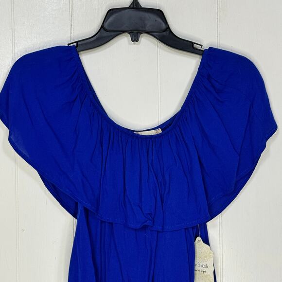 Altar'd State Womens Top Size Large Blue Coquette Beachy Coastal Travel Ruffled - Picture 2 of 12